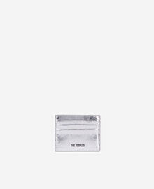 The Kooples FEMME SILVER porte cartes blason en cuir argenté