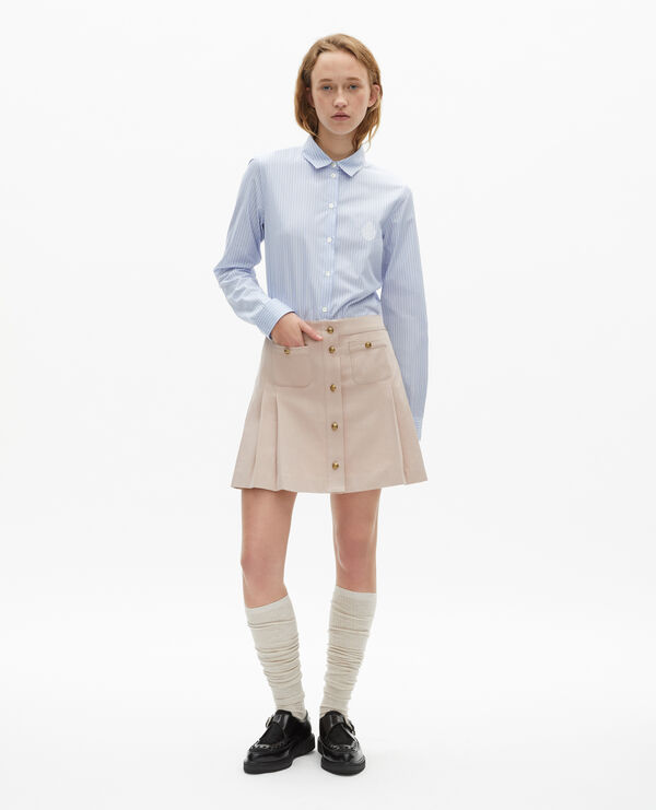 The Kooples FEMME BLUE / WHITE chemise à rayures en popeline bleue