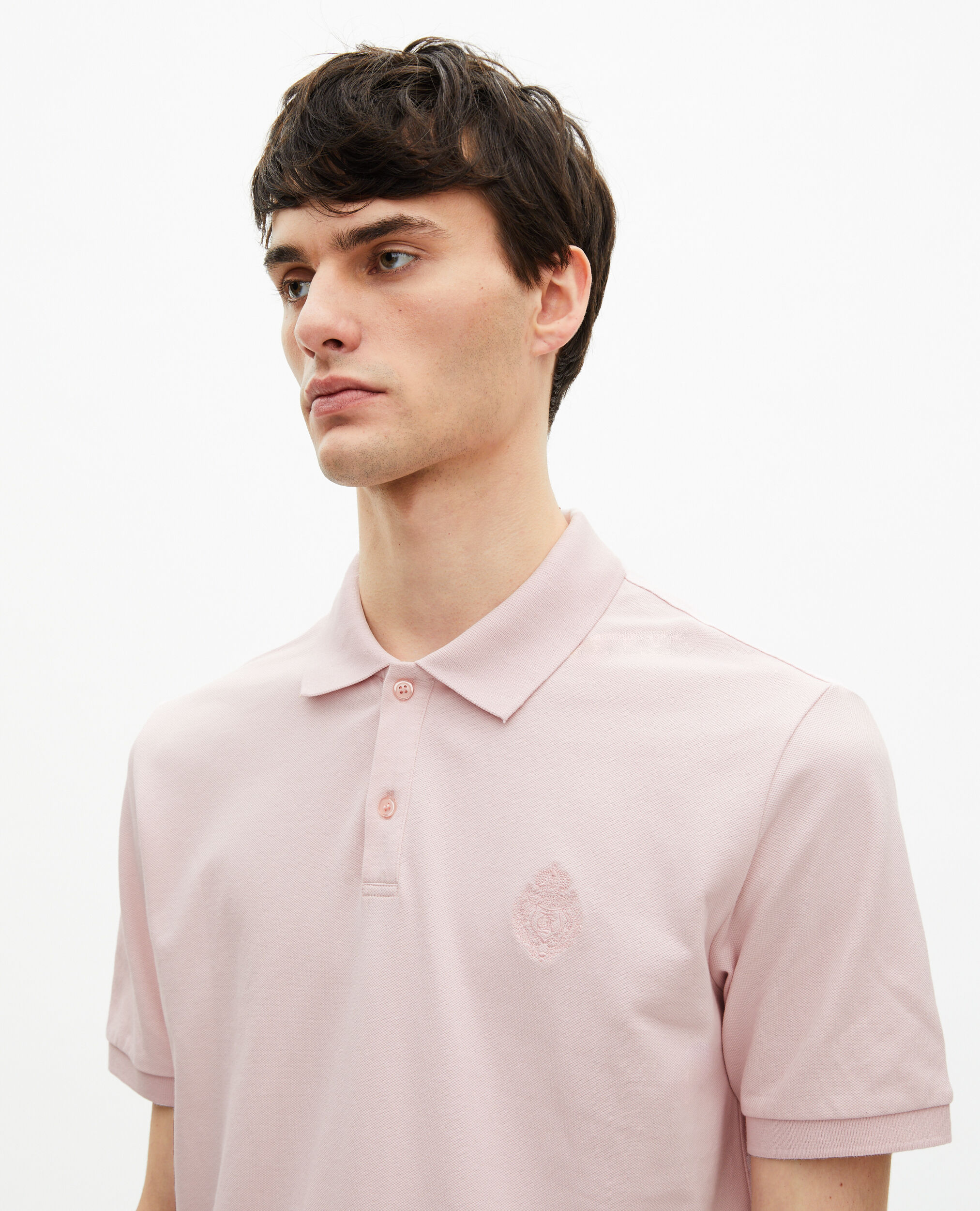 Polo en piqué col classique rose pâle, LILA, hi-res image number null