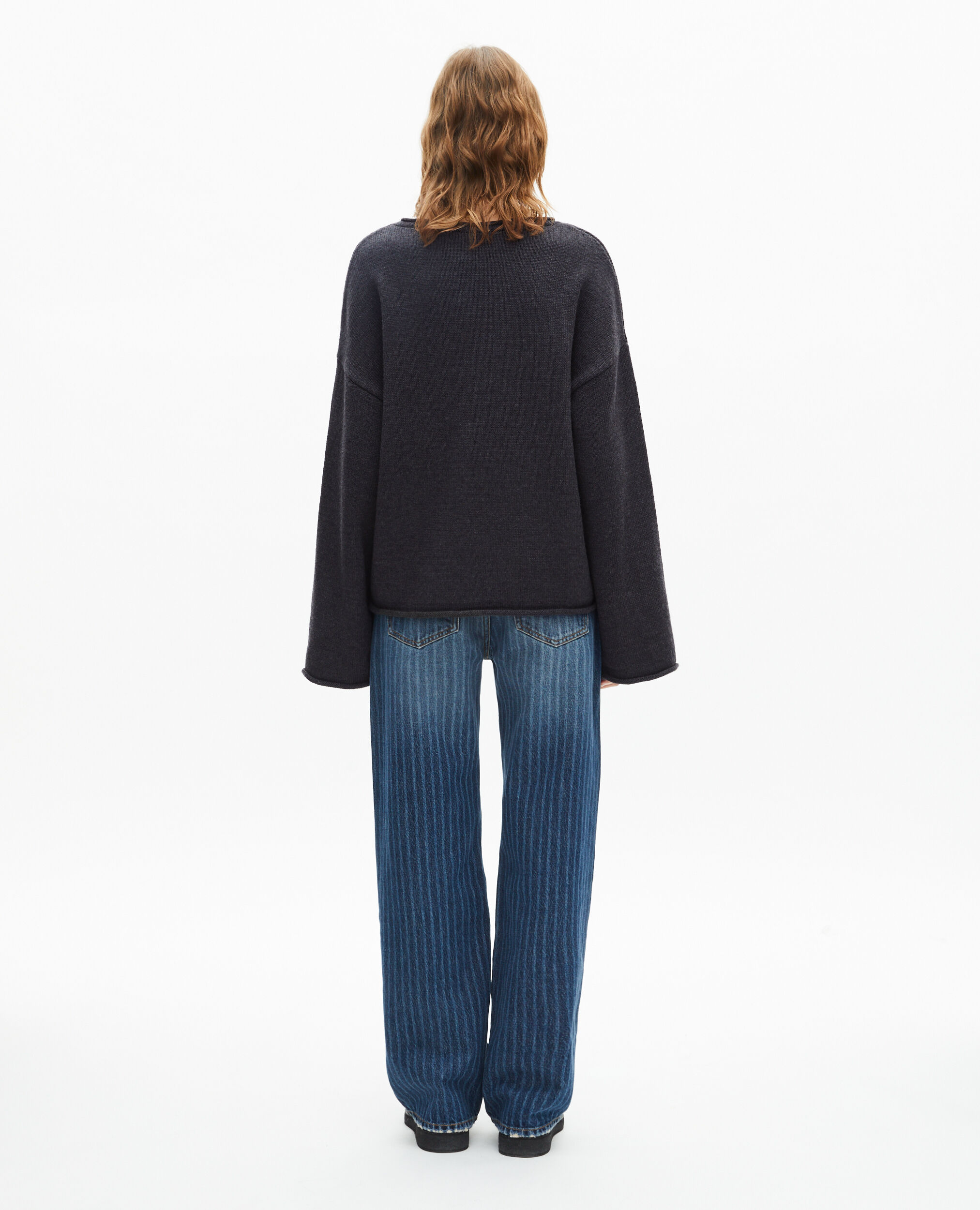 Pull en laine mérinos gris, DARK GREY, hi-res image number null
