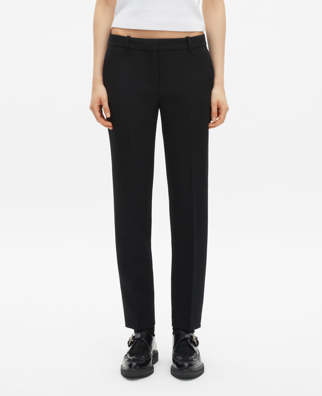 The Kooples FEMME BLACK pantalon tailleur en crêpe noir coupe droite