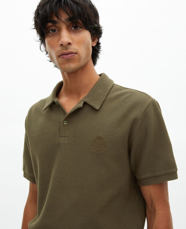 The Kooples HOMME KAKI polo en nid d'abeille avec blason kaki
