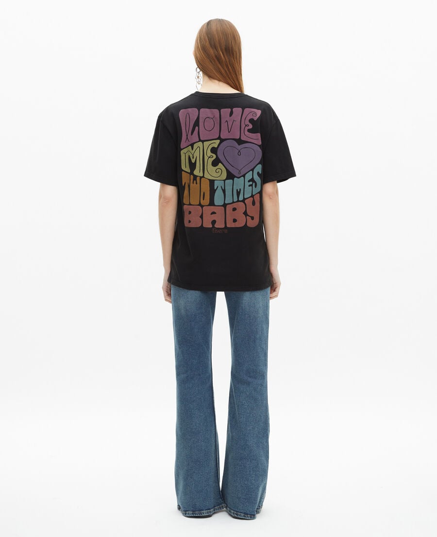 The Kooples MIXTE BLACK WASHED t-shirt mixte the doors x the kooples noir délavé