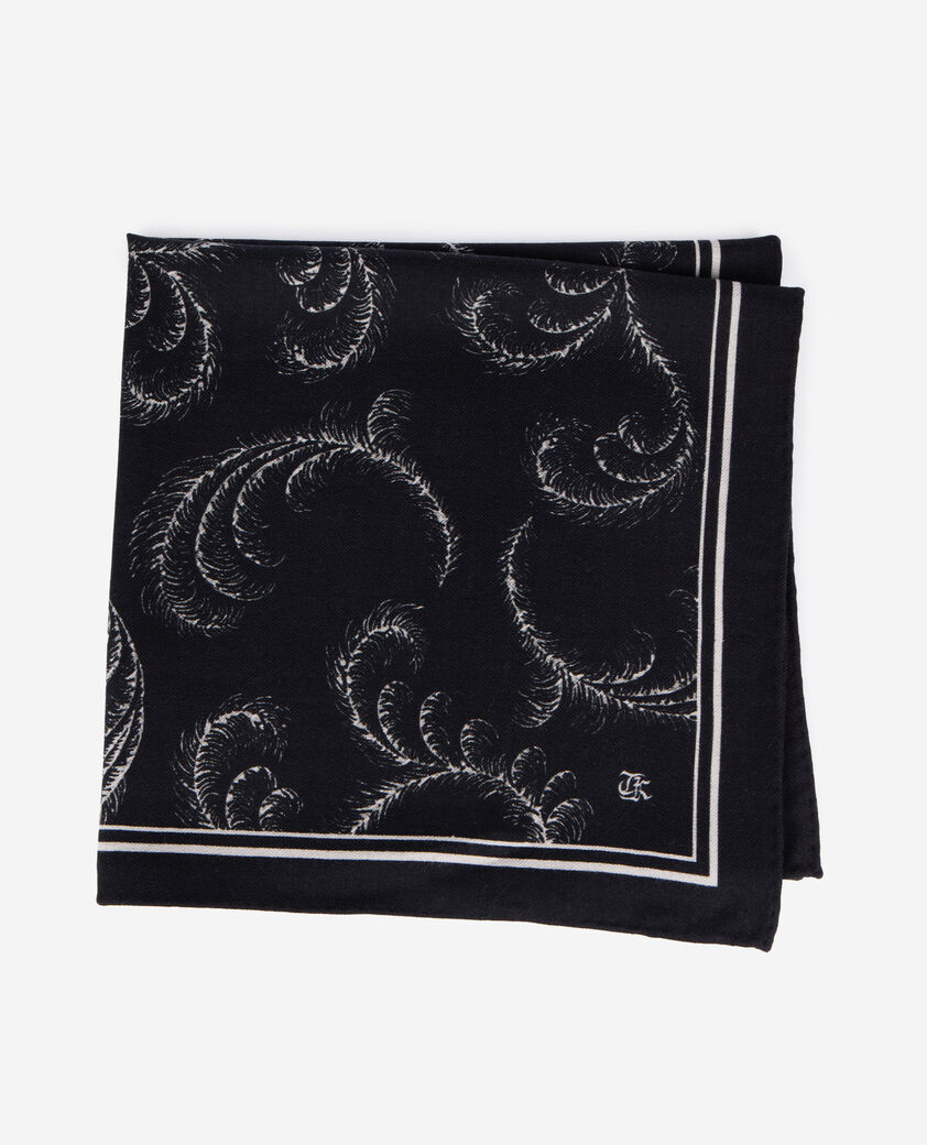 The Kooples DAMEN BLACK WHITE bedrucktes halstuch aus wolle und seide schwarz