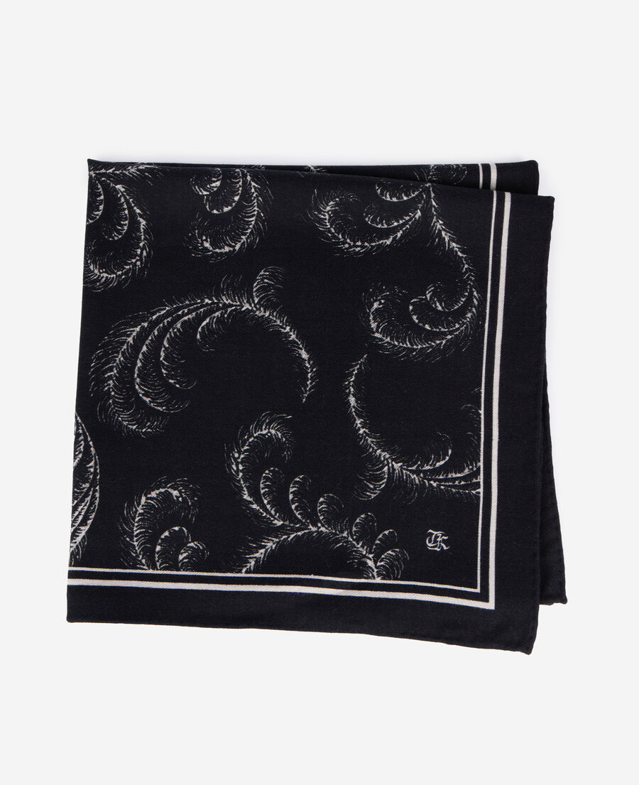 The Kooples DAMEN BLACK WHITE bedrucktes halstuch aus wolle und seide schwarz