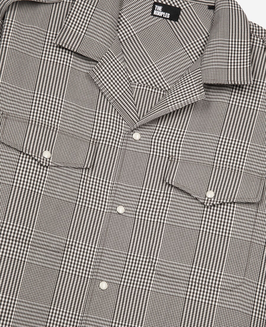 The Kooples MEN BLACK WHITE black and white prince of wales shirt