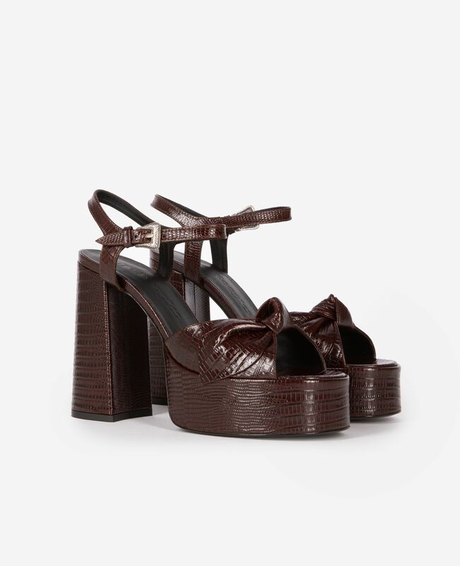 The Kooples FEMME BROWN sandales à talons en cuir marron