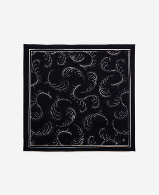 The Kooples DAMEN BLACK WHITE bedrucktes halstuch aus wolle und seide schwarz