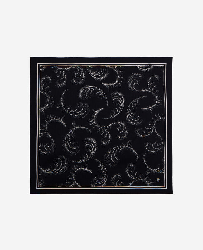 The Kooples FEMME BLACK WHITE foulard imprimé en laine et soie noir