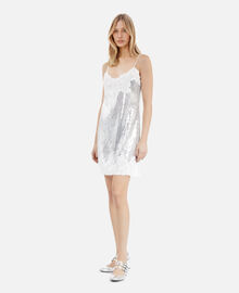 The Kooples FEMME SILVER robe nuisette courte à sequins argentée