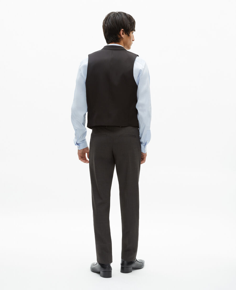 The Kooples MEN BLACK GREY black micro check wool blend suit vest