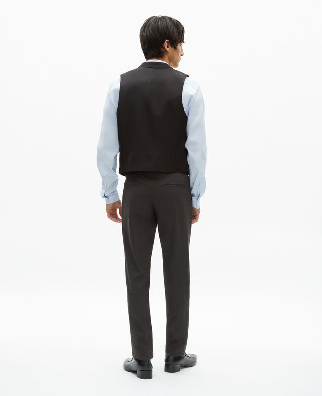 The Kooples HOMME BLACK GREY gilet de costume en laine mélangée micro carreaux noir