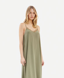 The Kooples FEMME OLIVE KAKI robe nuisette longue kaki en soie