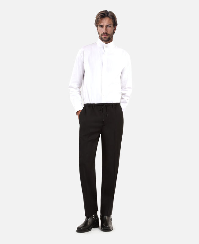 The Kooples HOMME BLACK pantalon droit en laine noir