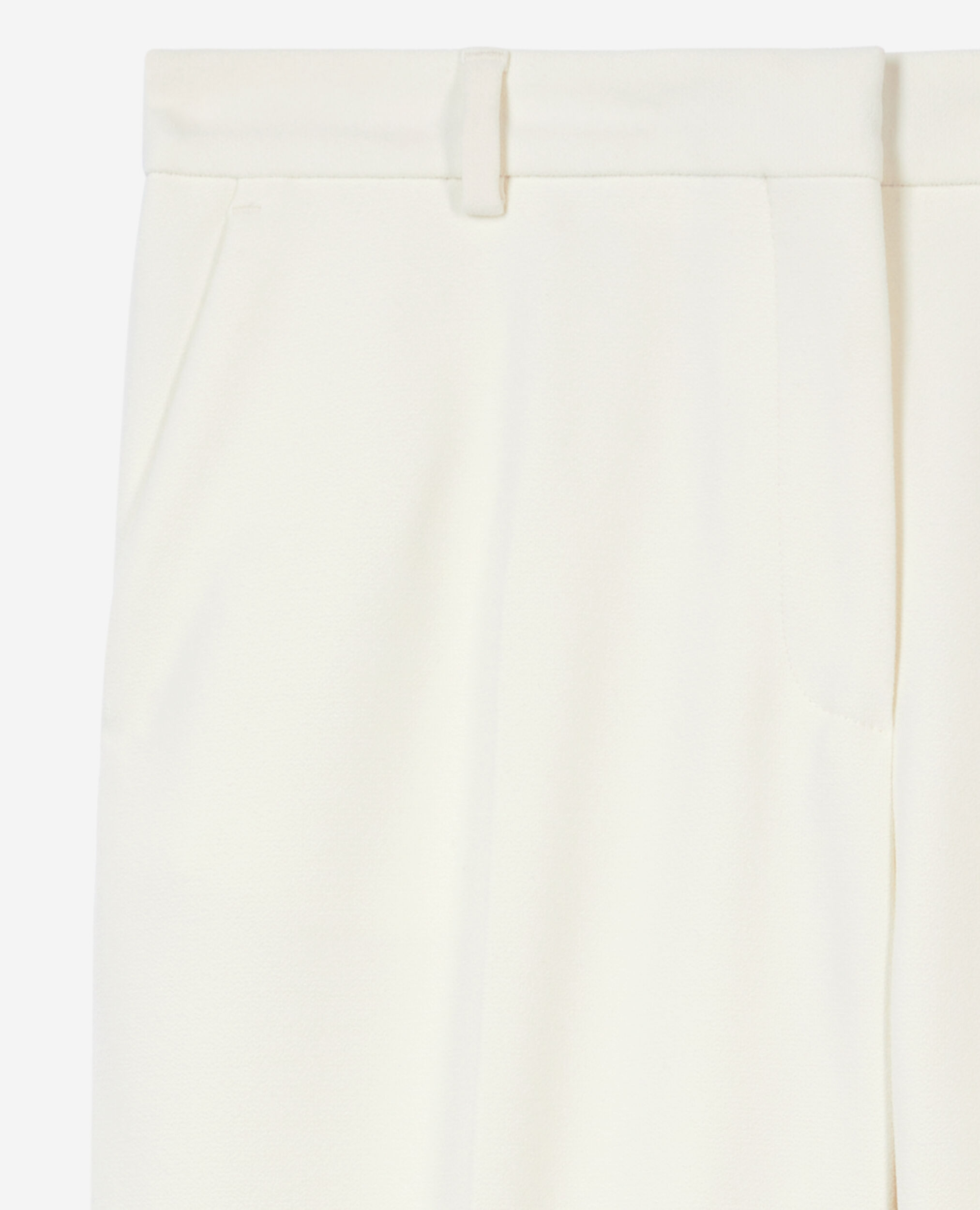 Pantalon tailleur en crêpe coupe droite écru, ECRU, hi-res image number null
