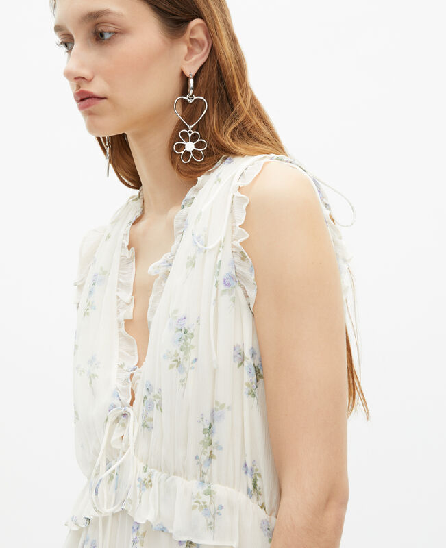 The Kooples FEMME SILVER boucles d'oreilles cœurs et fleurs argentées