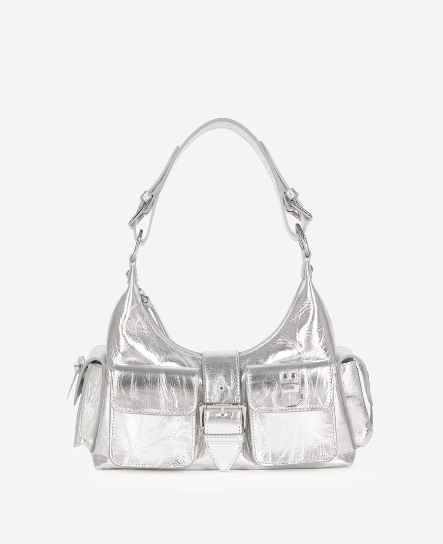 The Kooples DAMEN SILVER amelia tasche aus silbernem leder