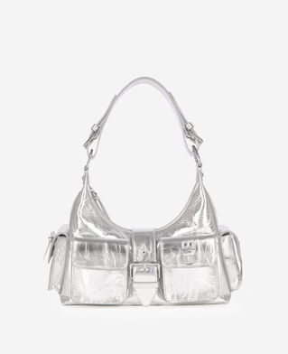 The Kooples DAMEN SILVER amelia tasche aus silbernem leder