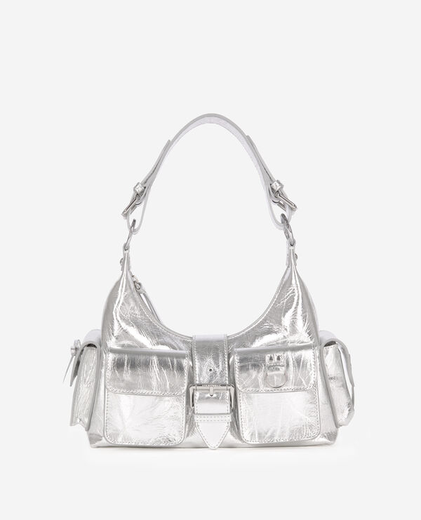 The Kooples FEMME SILVER sac amelia en cuir argenté