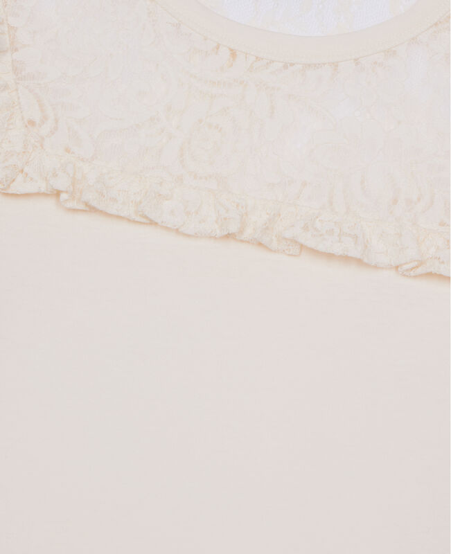 The Kooples FEMME WHITE t-shirt manches longues avec dentelle blanc