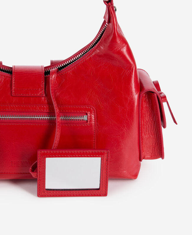 The Kooples FEMME RED sac amelia en cuir craquelé rouge