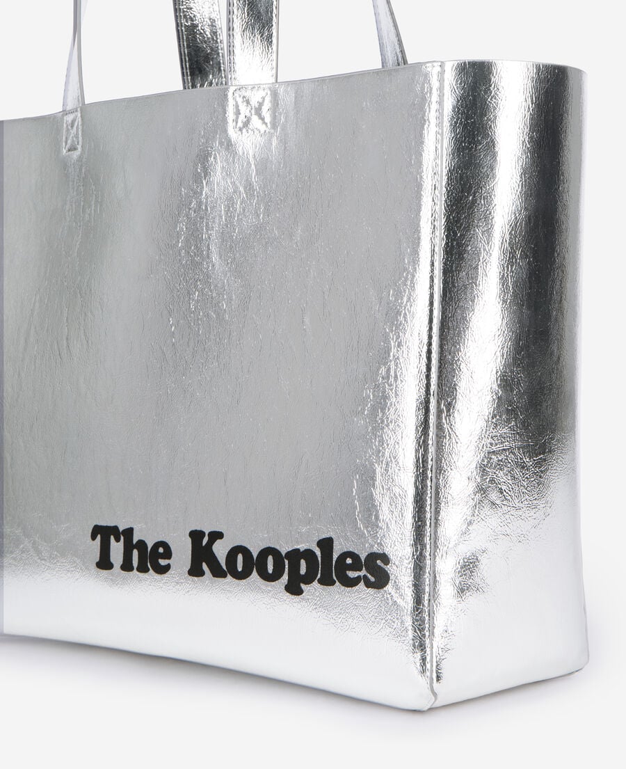 The Kooples DAMEN SILVER einkaufstasche in silberner lederoptik