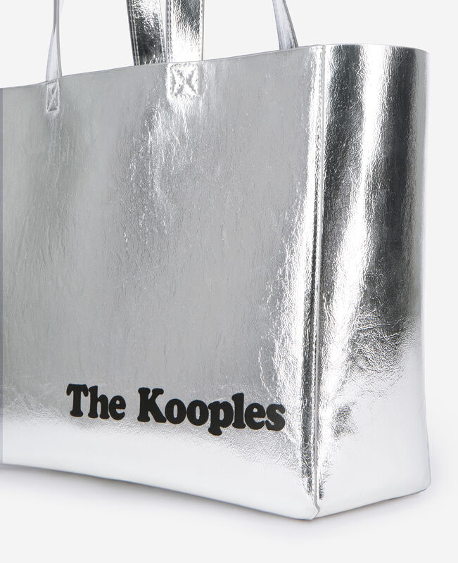 The Kooples FEMME SILVER sac cabas effet cuir argenté