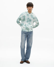 The Kooples HOMME KAKI / WHITE cardigan en laine mérinos tie and dye kaki