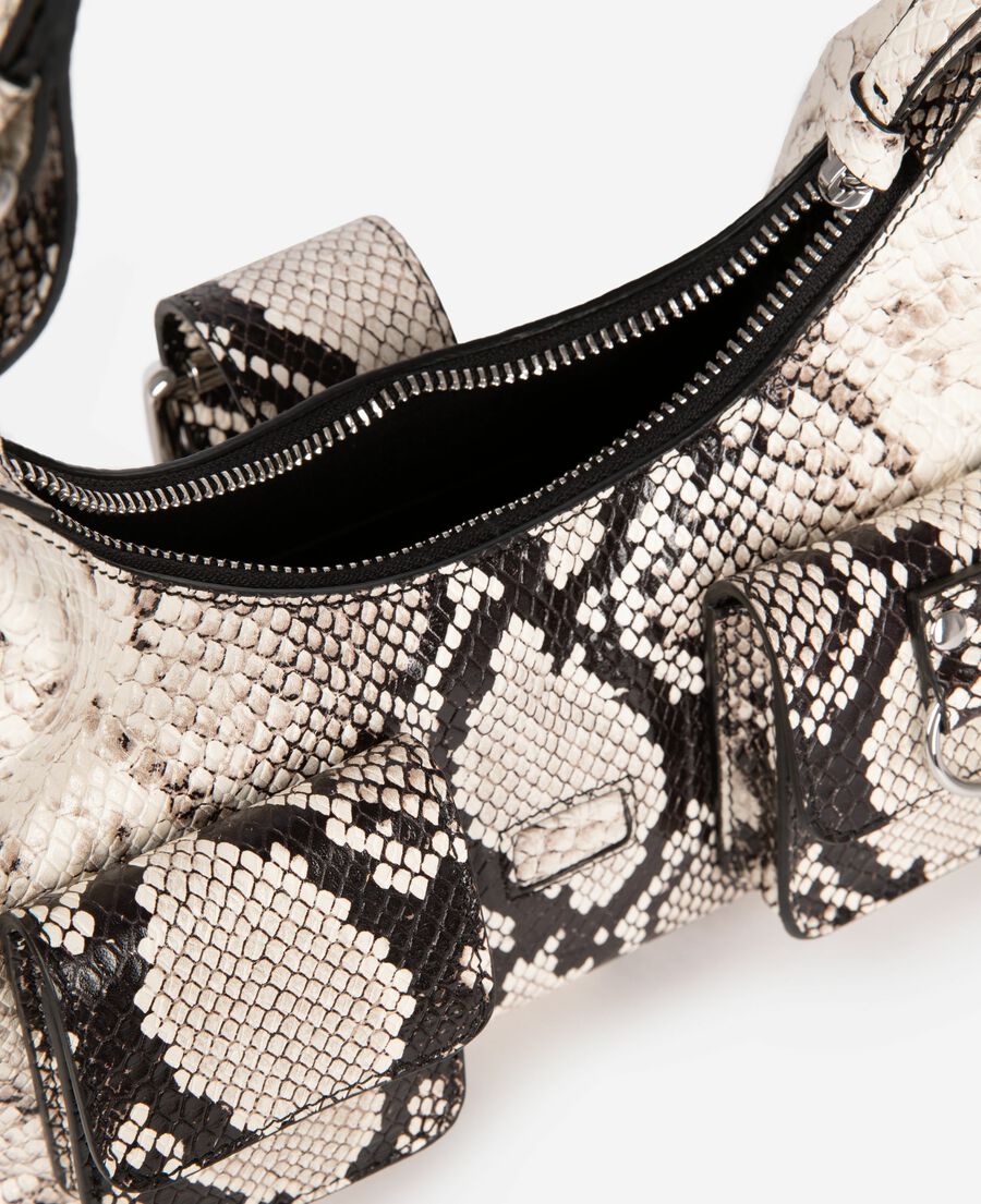 The Kooples DAMEN BLACK WHITE kleine amelia-tasche aus leder mit python-effekt