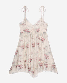 The Kooples FEMME OFF WHITE / PINK robe courte à bretelles imprimé fleuri blanche