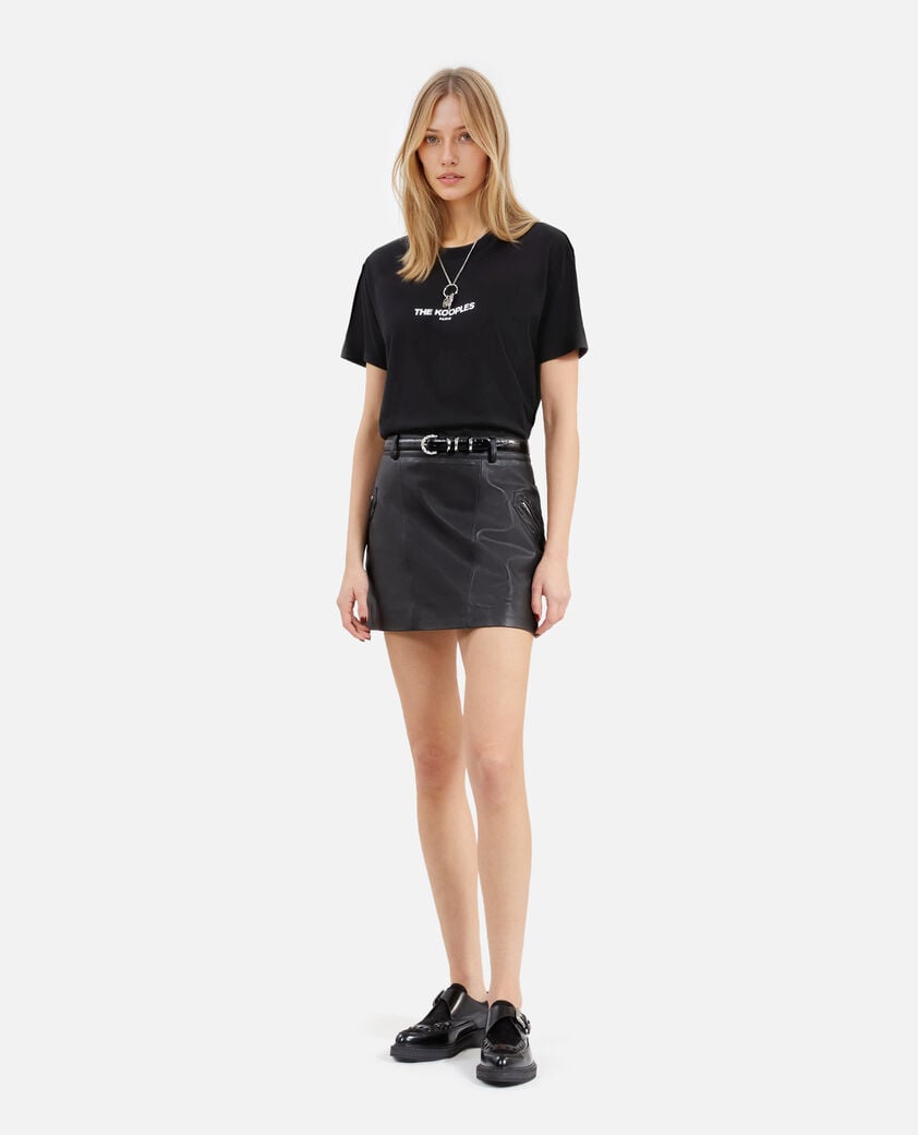 The Kooples DAMEN BLACK schwarzes t-shirt mit logo für damen