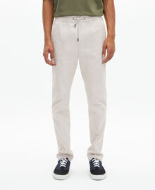 The Kooples HOMME LIGHT GREY pantalon droit en coton gris pâle