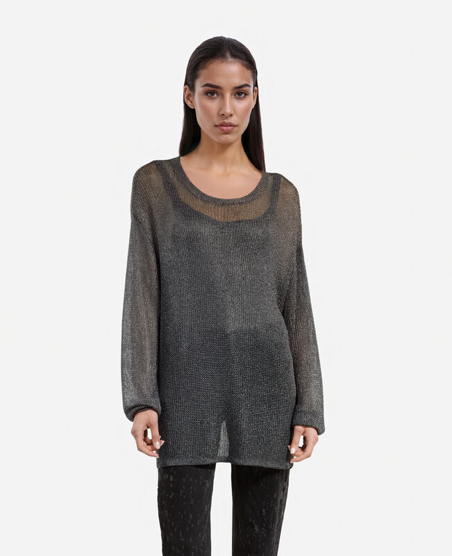 The Kooples FEMME GREY SILVER pull effet cotte de maille gris
