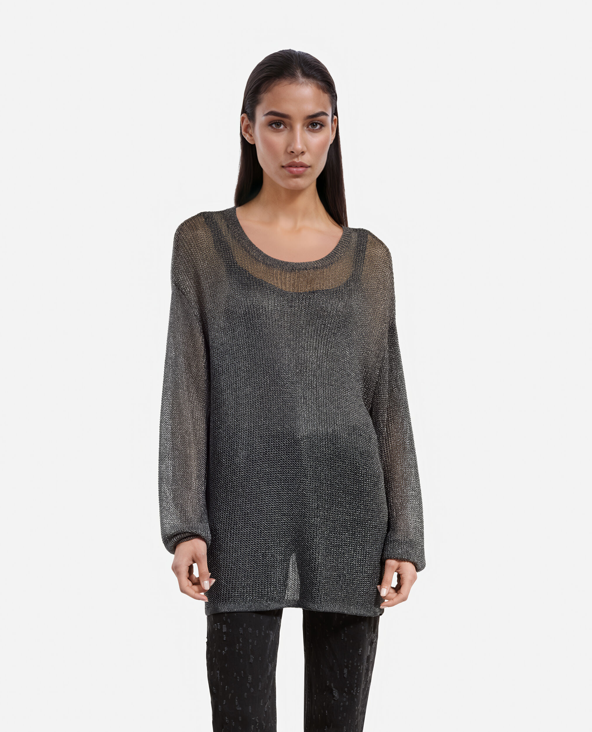 Pull effet cotte de maille gris, GREY SILVER, hi-res image number null