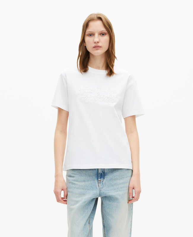 The Kooples FEMME WHITE t-shirt avec broderie logo blanc