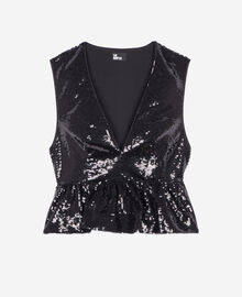 The Kooples FEMME BLACK STONE top à sequins noir