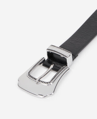 The Kooples WOMEN BLACK thin black leather belt