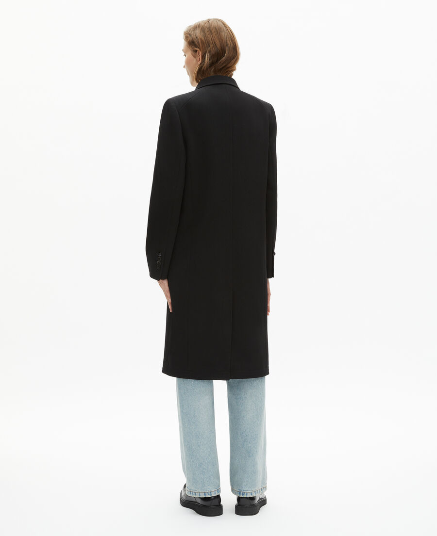 The Kooples WOMEN BLACK long black wool coat