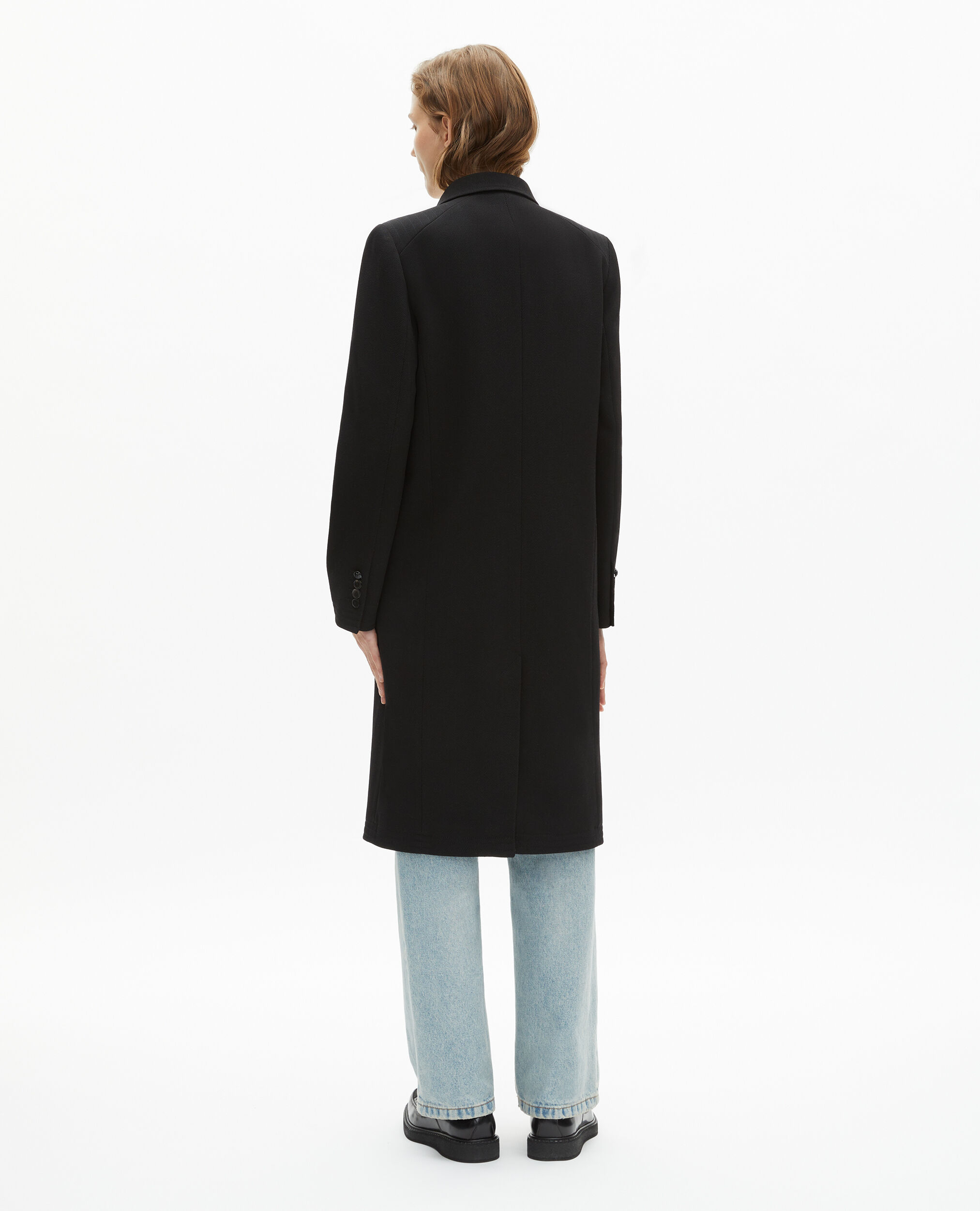 Manteau long en laine noir, BLACK, hi-res image number null