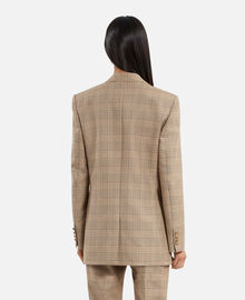 The Kooples FEMME BEIGE-BROWN veste tailleur en laine prince de galles beige