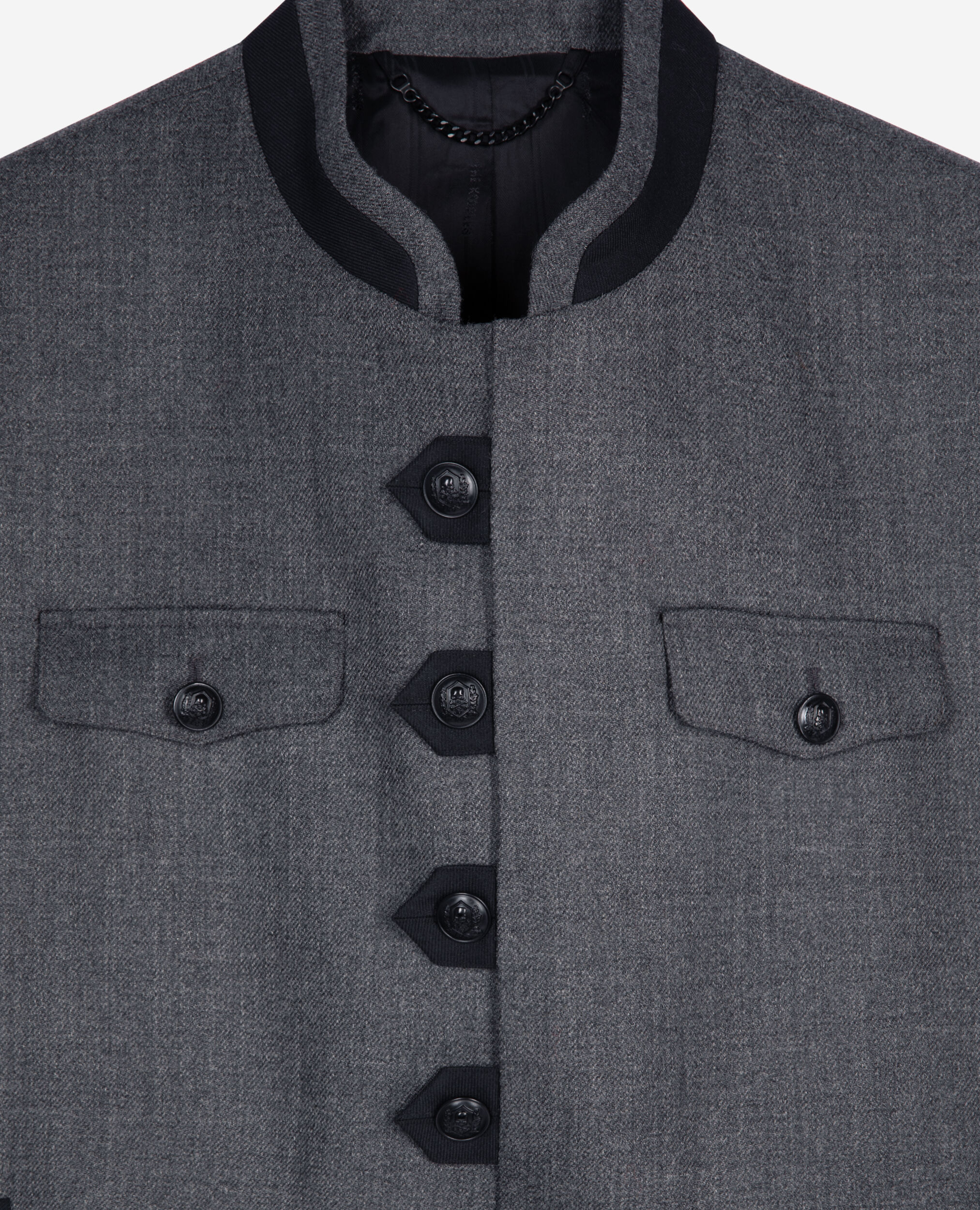 Veste style officier en laine grise, DARK GREY, hi-res image number null
