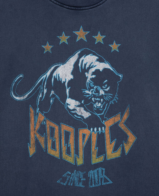 The Kooples HOMME WASHED NAVY sweatshirt avec sérigraphie logo bleu marine