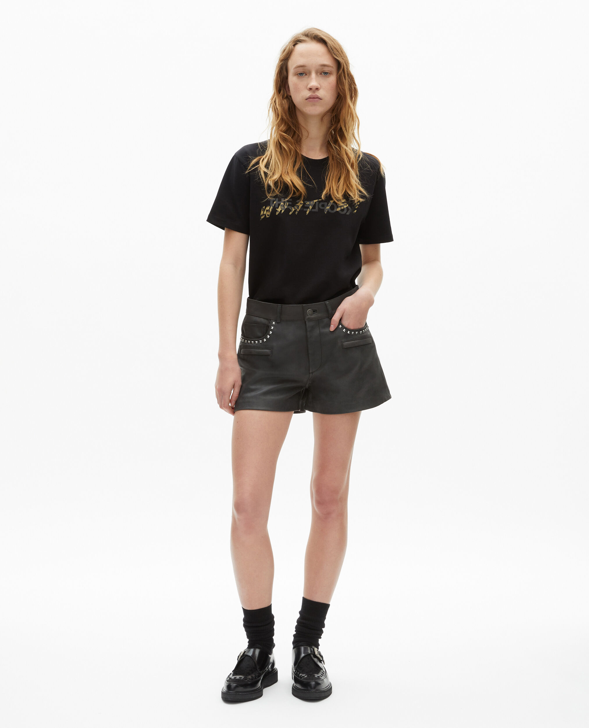 Short en cuir noir, BLACK STONE, hi-res image number null