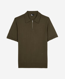 The Kooples HOMME OLIVE KAKI polo en maille col zippé kaki