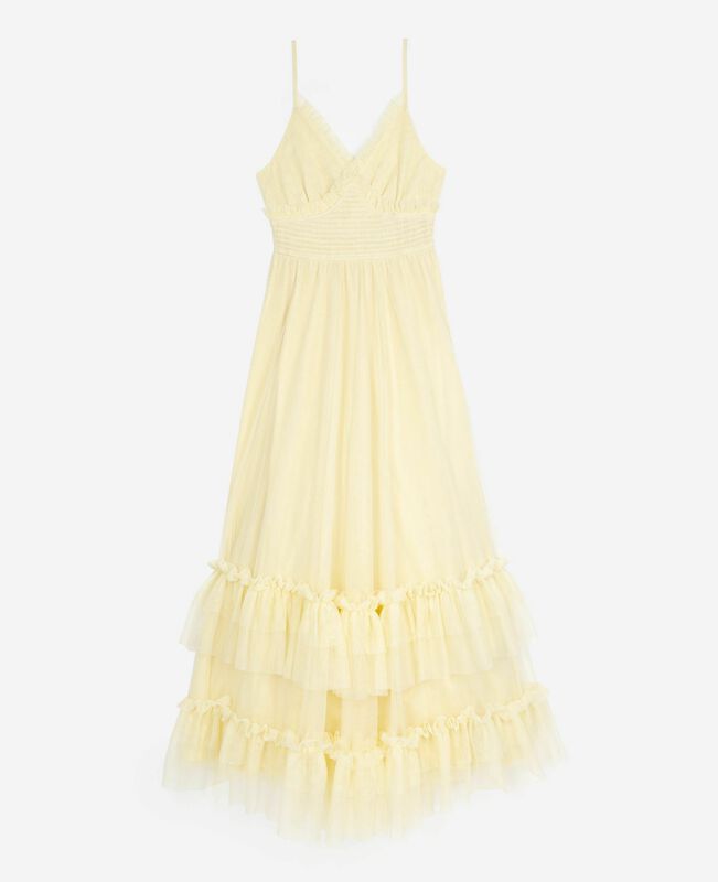 The Kooples FEMME LIGHT YELLOW robe longue en tulle jaune
