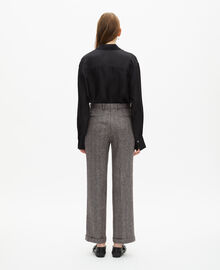 The Kooples FEMME GREY pantalon de tailleur droit en laine et lin gris