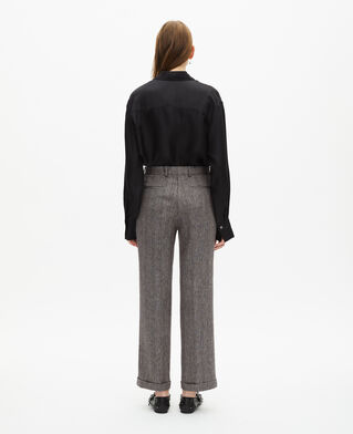 The Kooples WOMEN GREY grey wool and linen straight-leg tailored pants