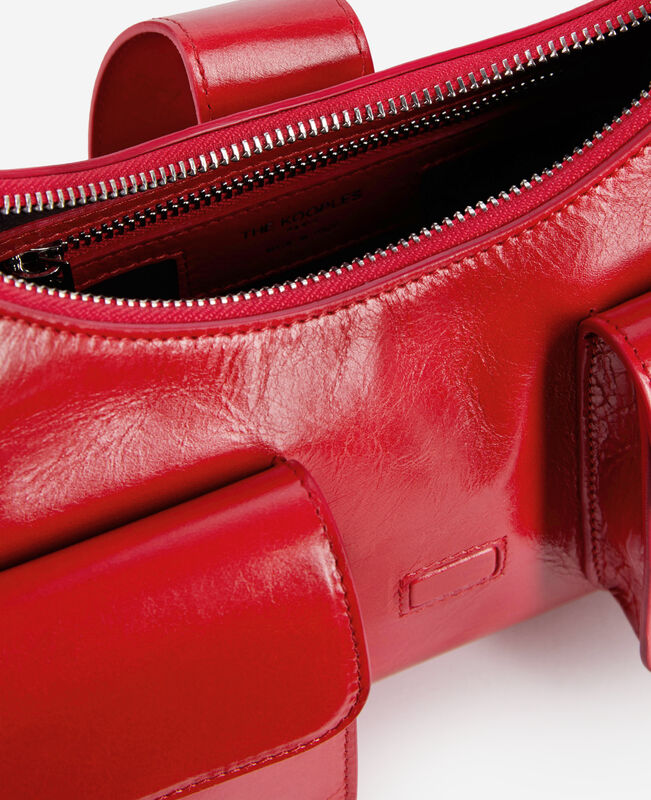 The Kooples FEMME RED sac amelia en cuir craquelé rouge
