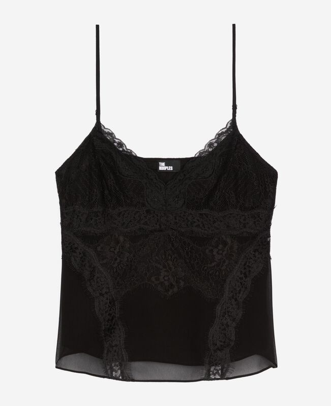The Kooples FEMME BLACK caraco avec dentelle noir