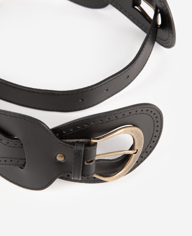 The Kooples FEMME BLACK ceinture en cuir noir avec boucles